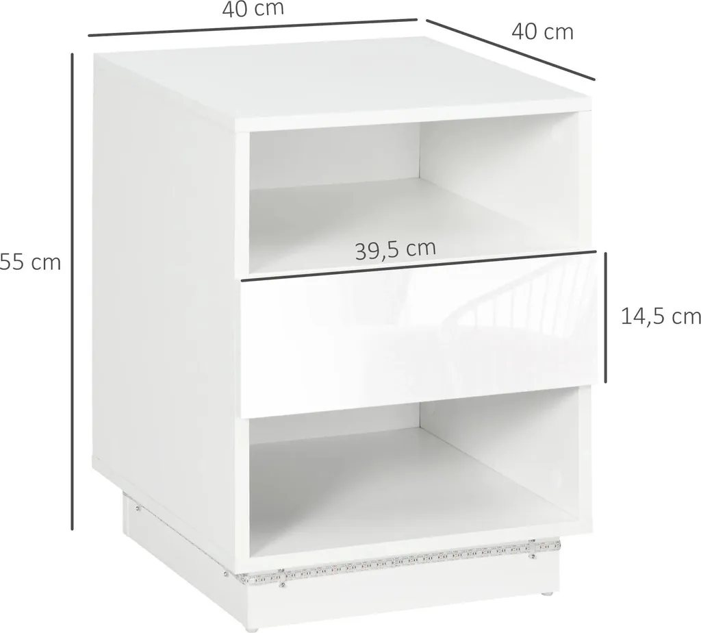 Petite table de nuit LED télécommandée style marocain blanc épuré - 3
