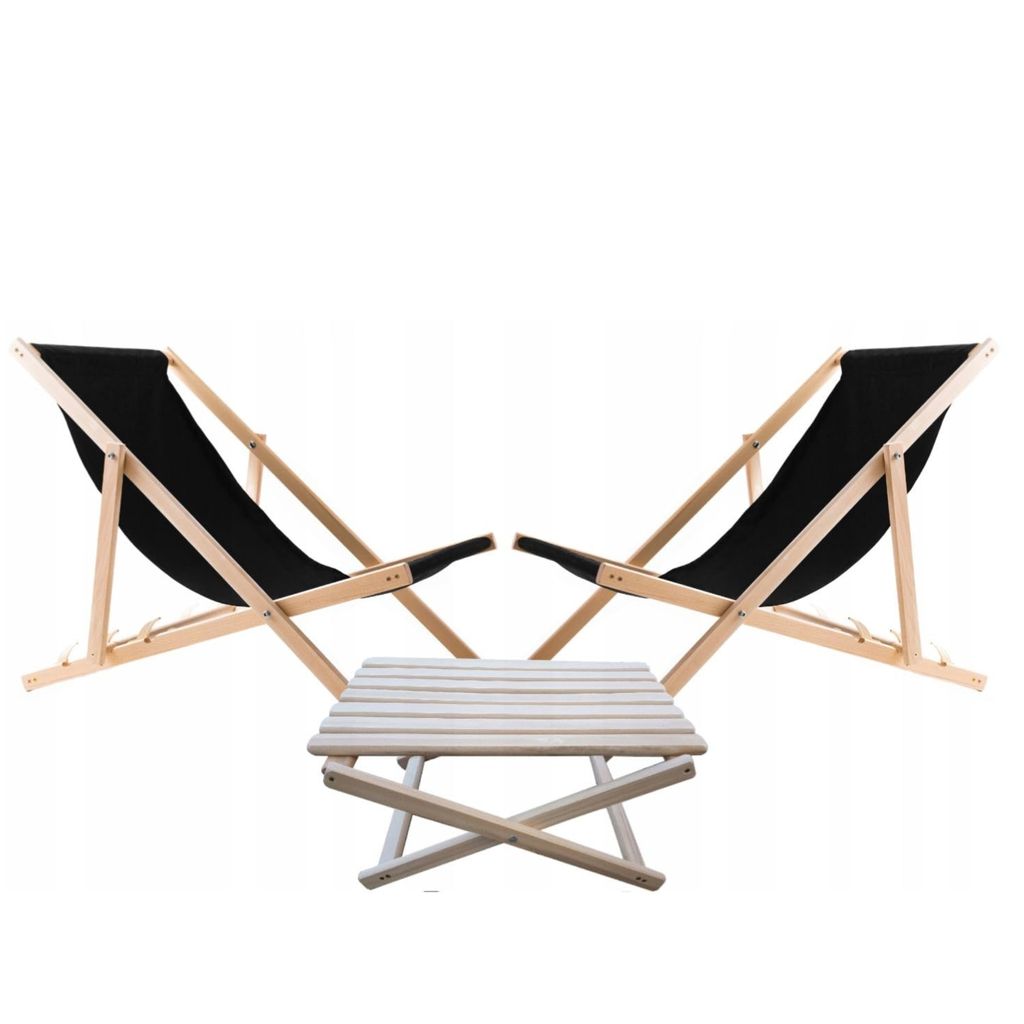 Liegestuhl mit Couchtisch – 2-teiliges Gartenmöbel-Set aus Holz, Marineblau – Klappbarer Relaxstuhl & Beistelltisch – Wetterfest, für Balko...