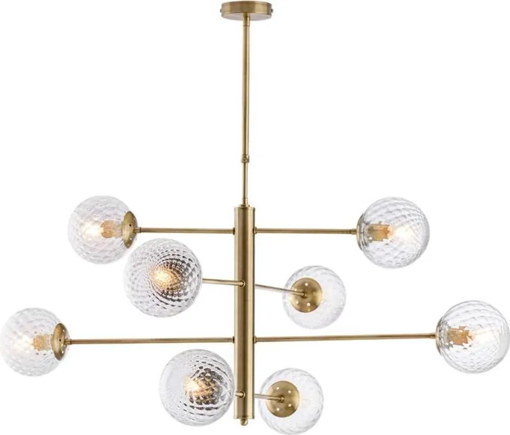 Grande suspension pour haut plafond 103 cm bronze brossé 8 lumières