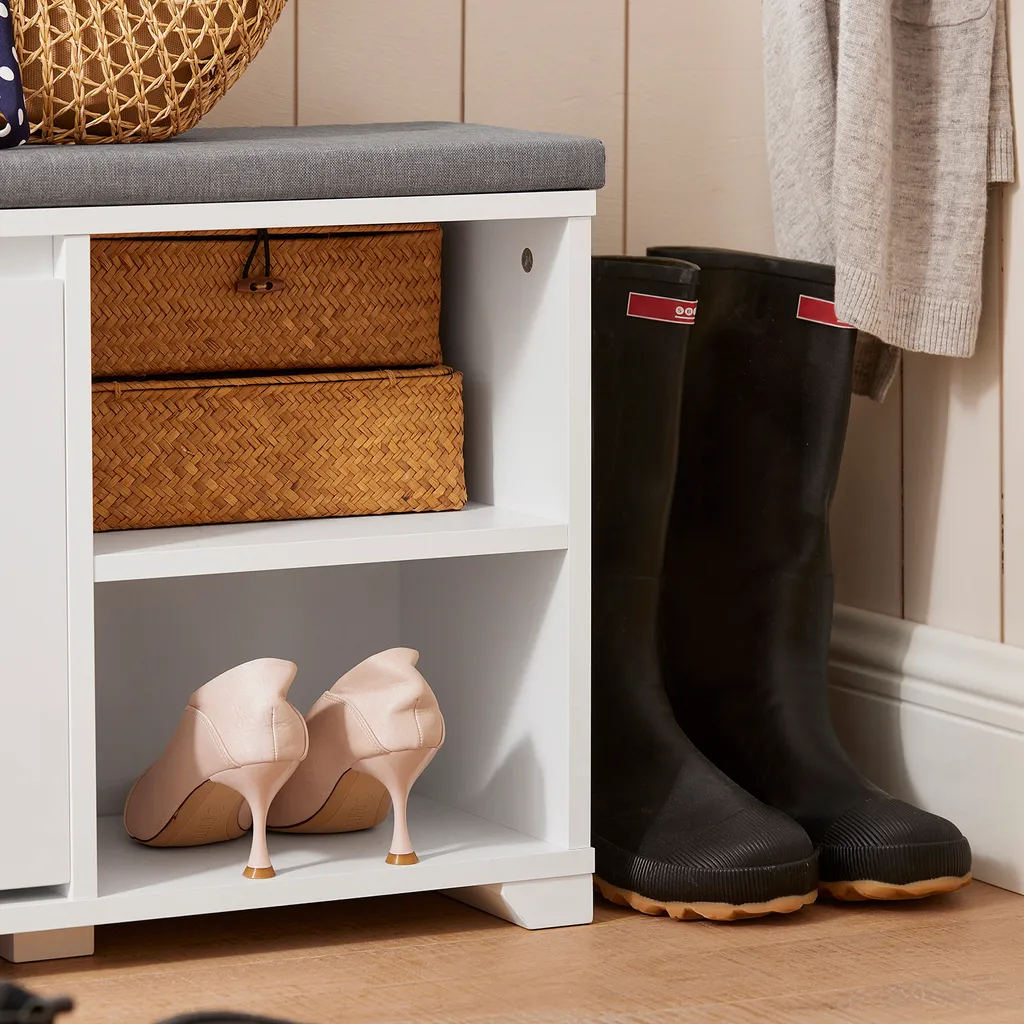 Banc de rangement chaussures avec coussin confortable et abattant - 6