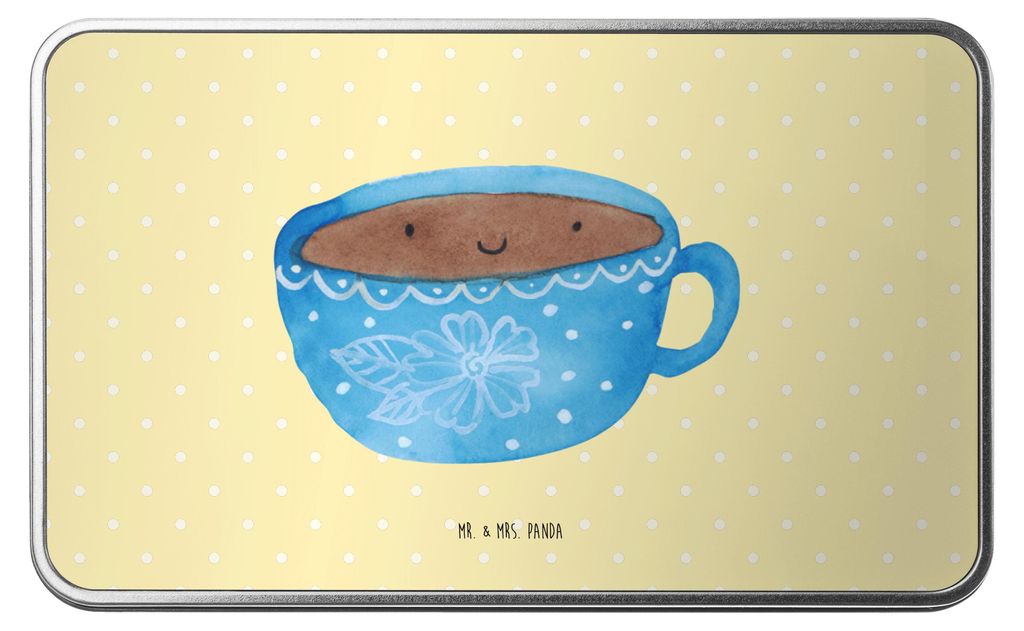 Mr. & Mrs. Panda Dose Kaffee Tasse - Gelb Pastell - Geschenk, Geschmack, Keksdose Metall, Liebe, behälter, Lustige Sprüche, schmuckdose, Glückli...