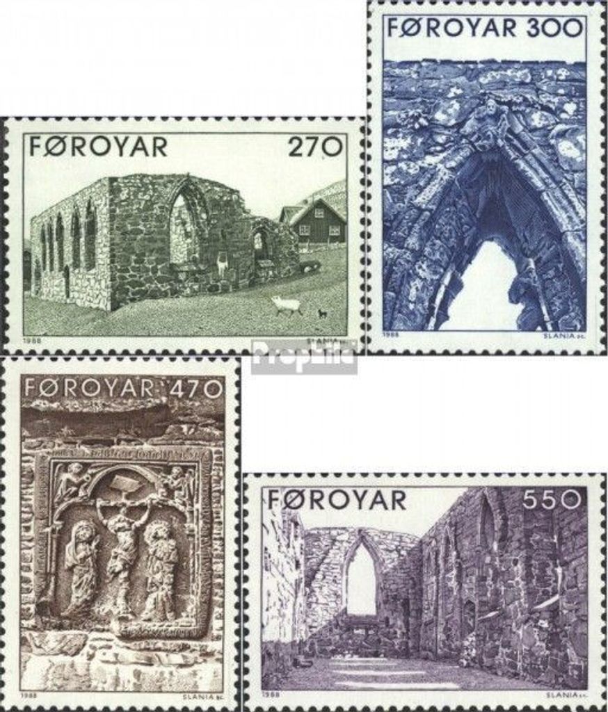 Briefmarken Dänemark - Färöer 1988 Mi 175-178 (kompl.Ausg.) postfrisch Bauwerke