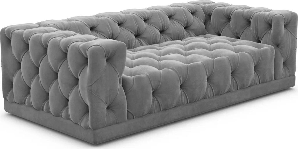 Samtstoff 3-Sitzer Couch Meliva Dunkelgrau