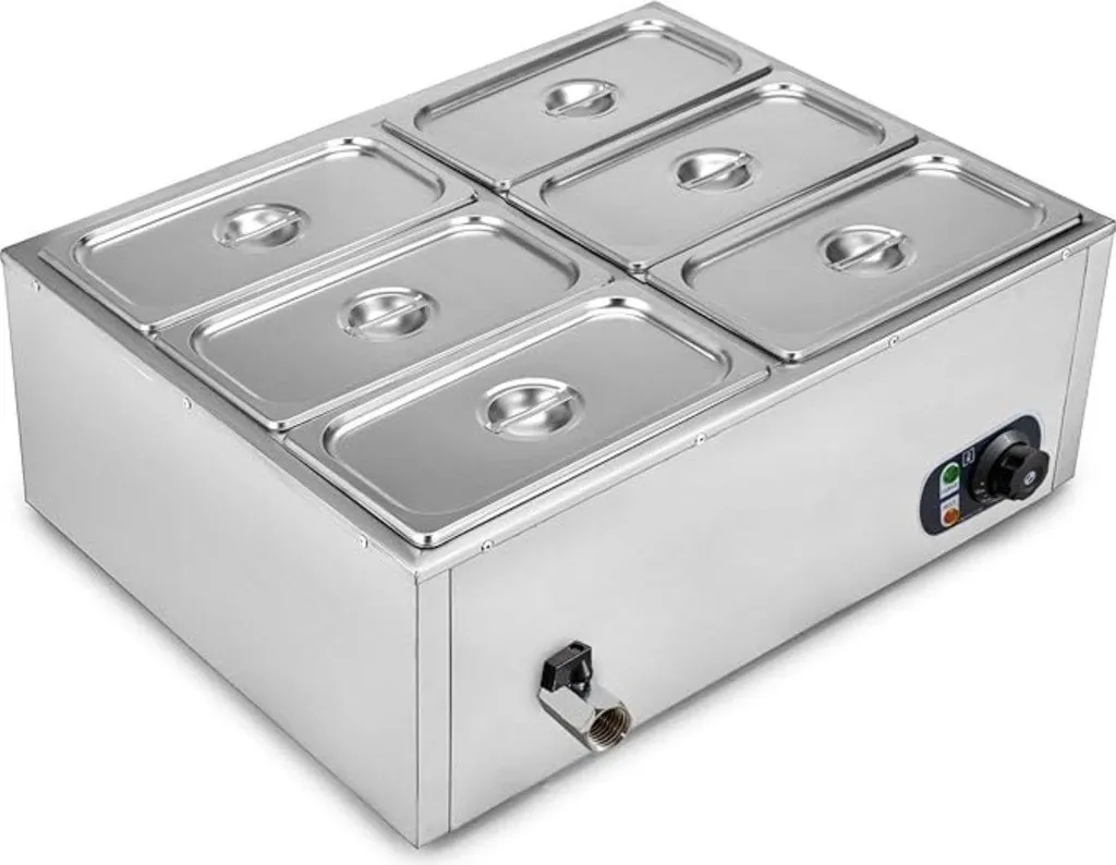 Chauffe-buffet PRO 6 pcs - Chafing Dish électrique Inox 1200W - GN 1/1