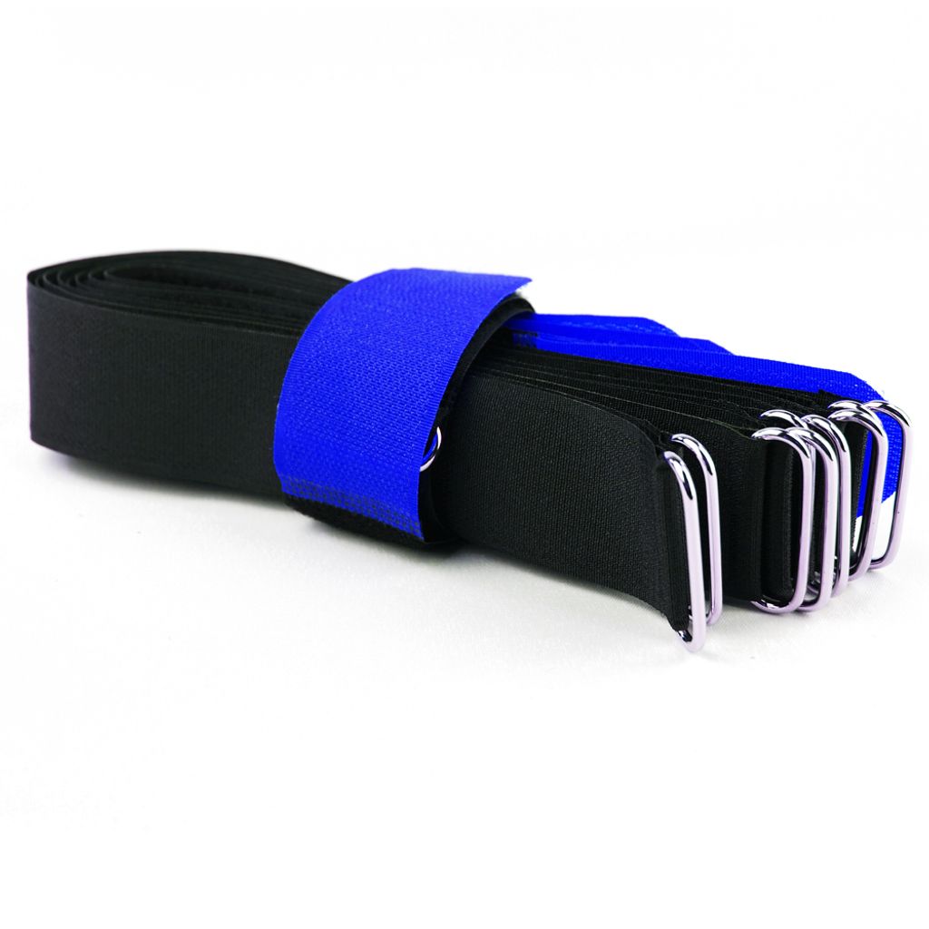10x Klett-Kabelbinder 400x30 Mm Schwarz-blau – Wiederverwendbar, Mit Metallöse, Für Kabelmanagement