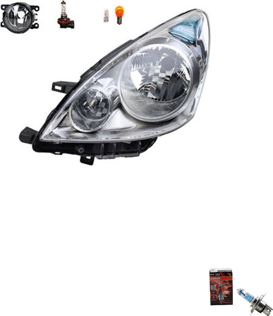 Johns, Scheinwerfer + Osram Night Breaker Laser passend für Nissan Note E11 01/2009 -Li 26060BH10A 8200074008 6202E1 00006202E1 6710027 0000620639...
