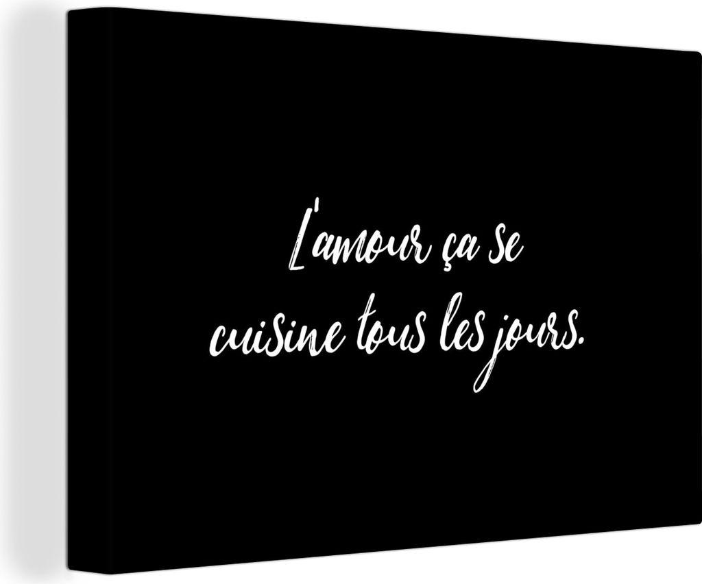 OneMillionCanvasses - Leinwandbilder - 140x90 cm, L'amour ça se cuisine tous les jours - Sprichwörter - Zitate - Liebe, Wandbilder Kunstdruck W...