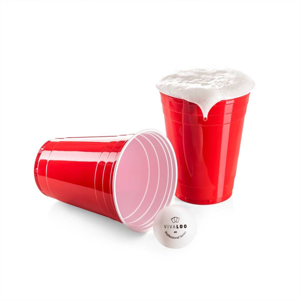 VIP Party Becher Bierpong Set Red & Blue Cups für Beer Pong Rote Plastikbecher 