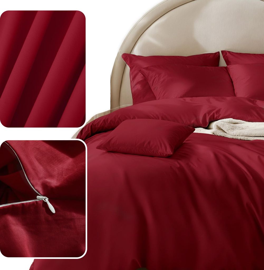 Bettwäsche Set Baumwollsatin 220x200 Bordeaux