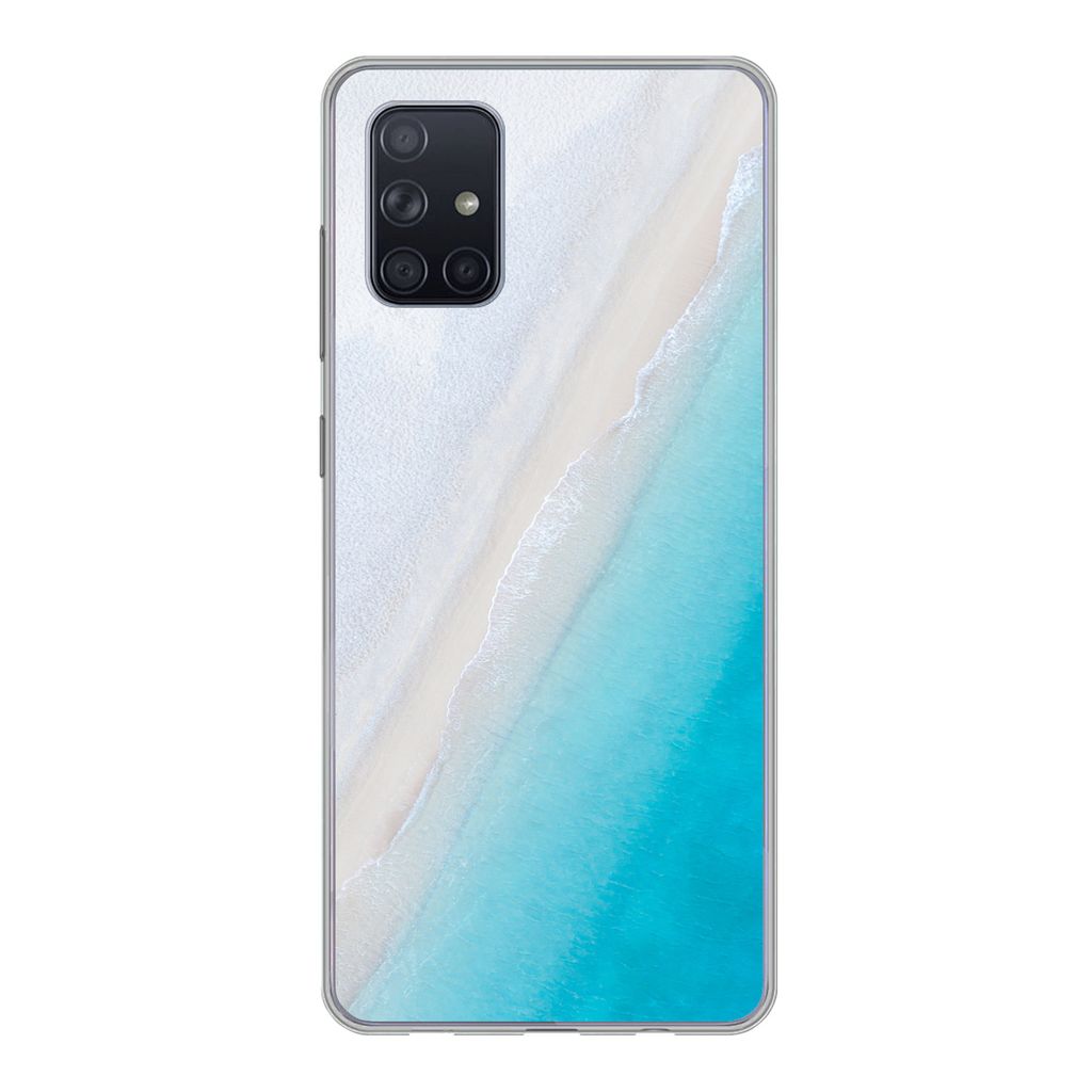 MuchoWow Handyhülle Schutzhülle Hülle für Samsung Galaxy A51 Strand - Meer - Blau Silikon Softcase Handy Hülle - Schutzabdeckung
