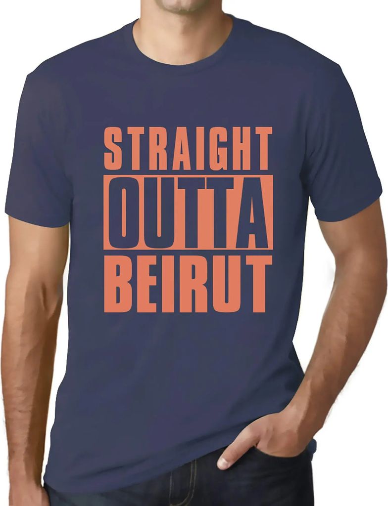 Herren Grafik T-Shirt Straight Outta Beirut Öko-Verantwortlich Vintage Jahrgang Kurzarm Lustige Druck Geburtstag Geschenk Mann