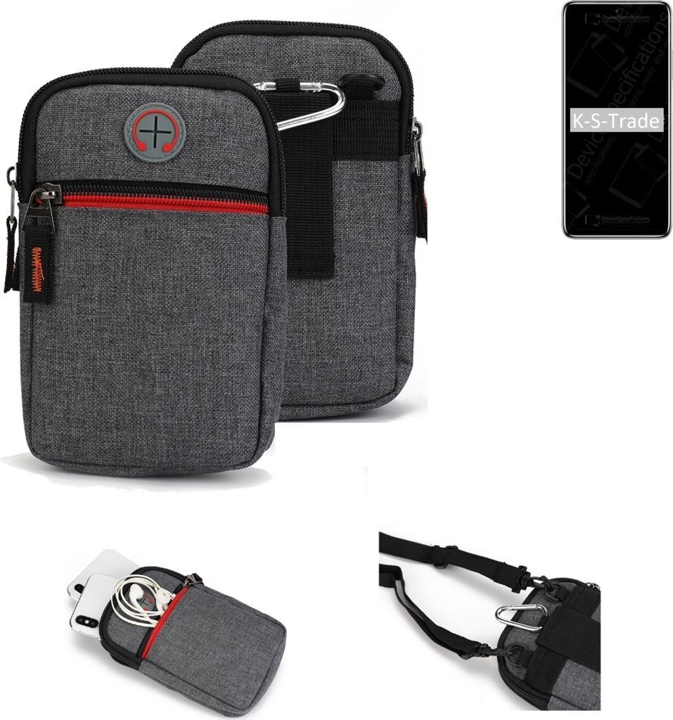 K-S-Trade Holster Gürteltasche kompatibel mit Xiaomi Redmi Note 9 Pro 5G Handy Tasche Schutz Hülle grau Zusatzfächer 1x