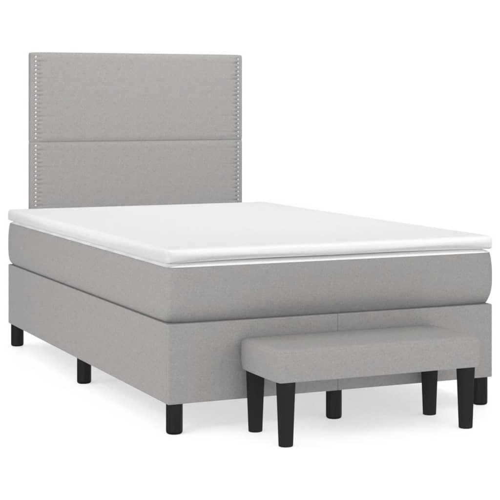 Möbel Boxspringbett/bettgestell - Bettrahmen - Doppelbett - mit Matratze Hellgrau 120x200 cm Stoff - Polsterbett Klassische Betten CLORIS9783404
