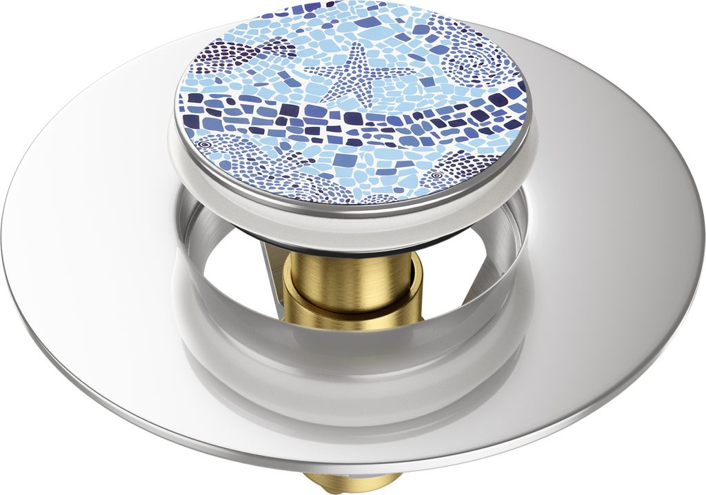 SANILO Pop-Up Waschbeckenstöpsel, universal Pop Up Abflussstopfen mit Motiv - Mosaic World