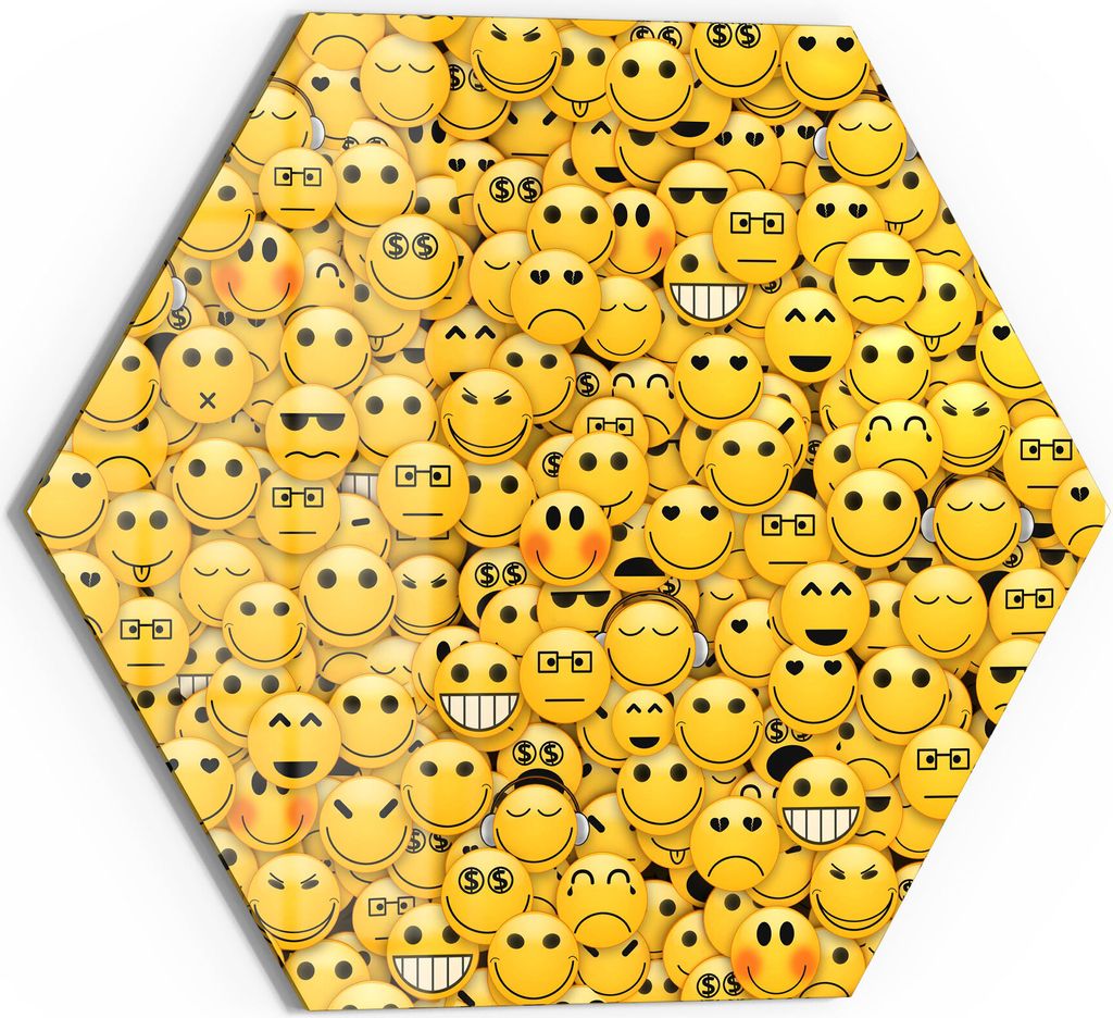 DEQORI Glasbild Echtglas 40x35 cm 'Vielzahl von Smileys' Wandbild Bild modern Deko