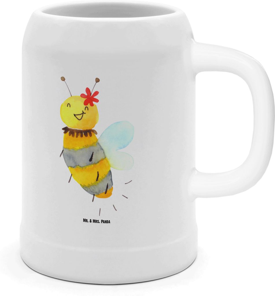 Mr. & Mrs. Panda Krug Biene Blume - Weiß - Geschenk, Tonkrug, Steinkrug, Humpen, Keramikkrug, Seidel
