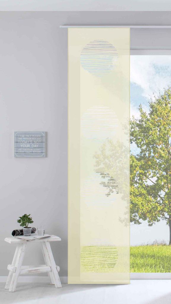 Moderner Flächenvorhang Raumtrenner Schiebegardine »Kreis« HxB 245x60 cm Creme aus hochwertigem Ausbrenner-Stoff mit Paneelwagen Beschwerungssta...