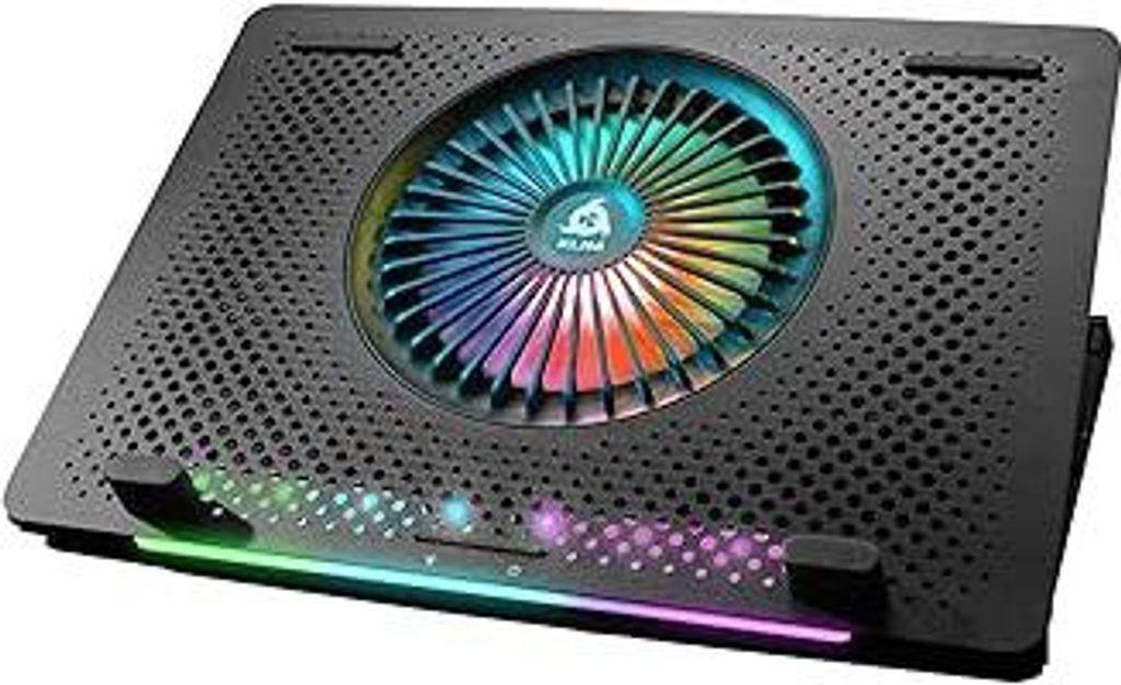 KLIM Orb + Laptop-RGB-Kühler- 11 bis 15.6 Zoll + Laptop-Gaming-Kühlung + USB-Lüfter mit Metallgitter + Stabil + Mac- und PS4-kompatibel + Neuheit