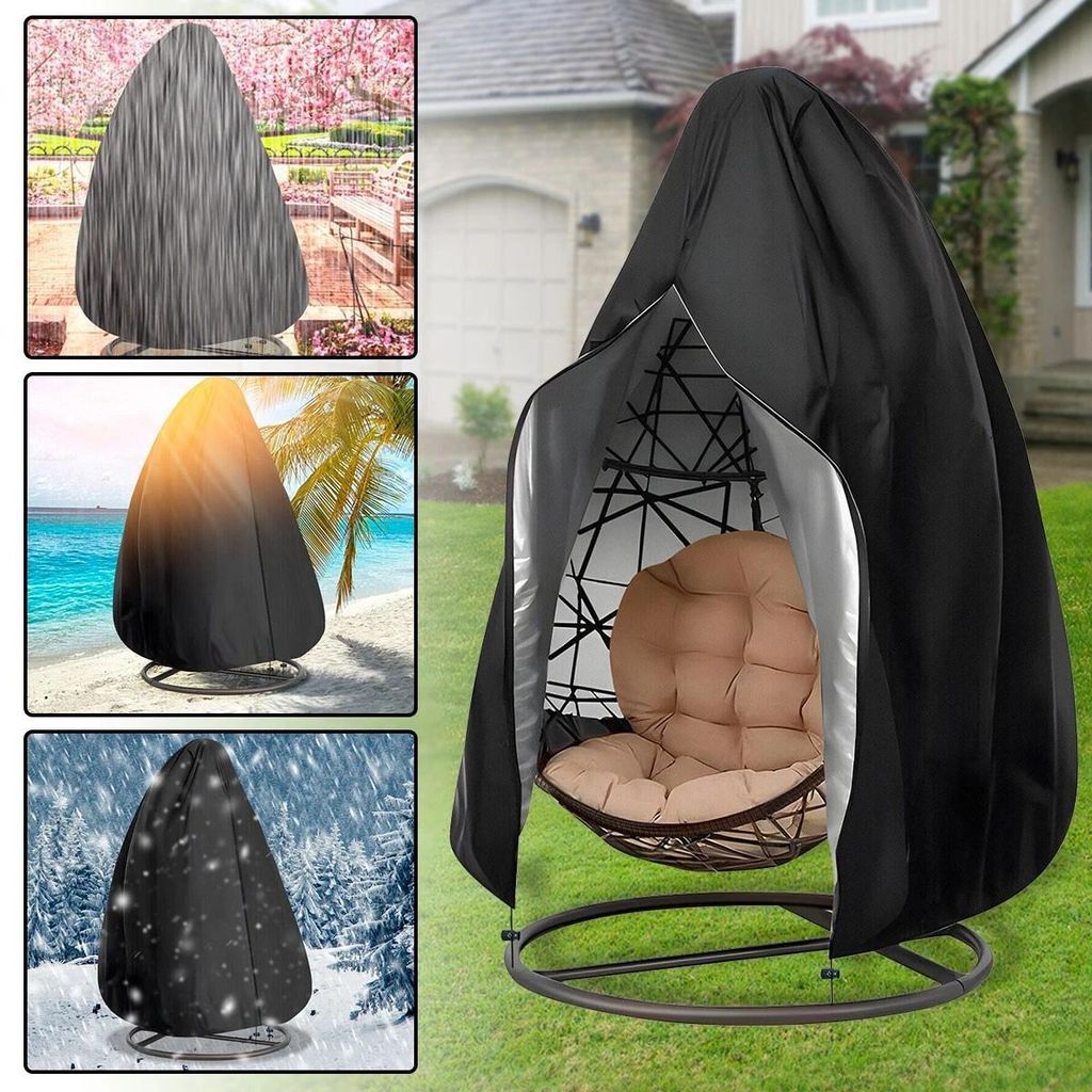 Abdeckhaube Schutzhülle Hängesessel Regenschutz Abdeckung Haube Schutzhaube Schwarz 115*190 CM