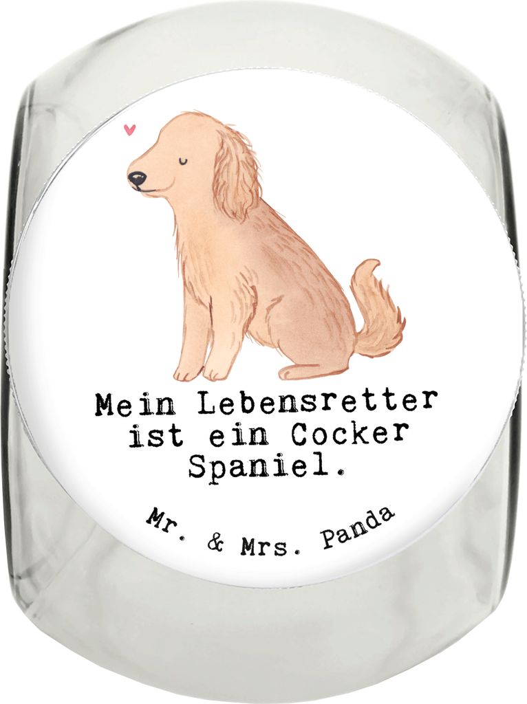 Mr. & Mrs. Panda Futterdose Cocker Spaniel Lebensretter L 870ml - Weiß - Geschenk, Englische Cockerspaniel, glasbehälter, Dose, Keksdose, Vorrats...