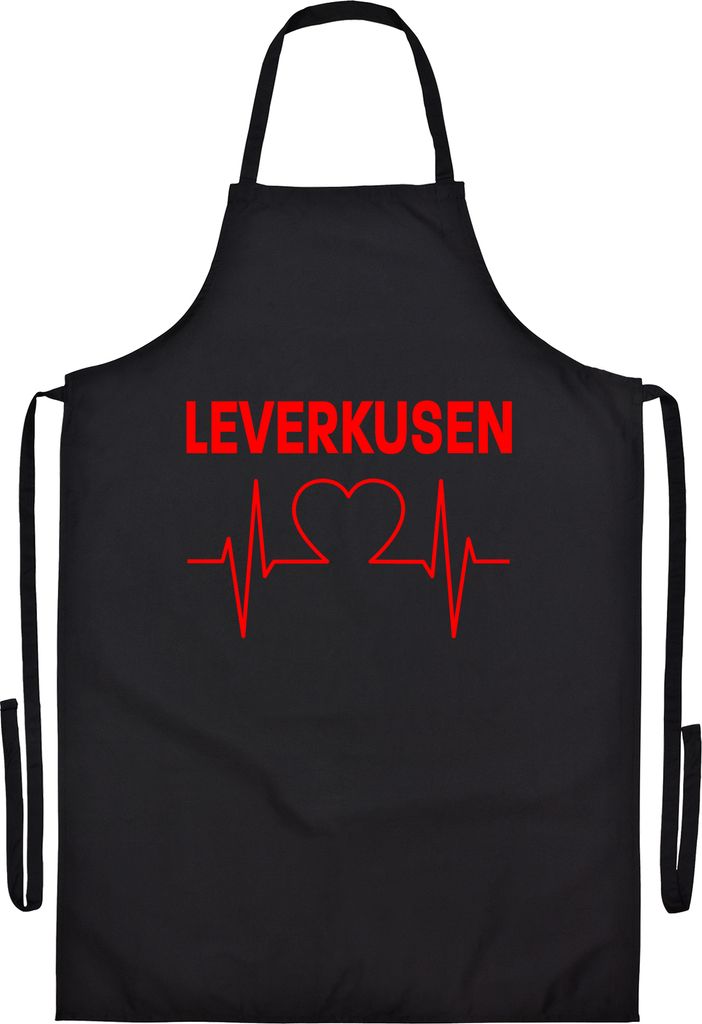 multifanshop Grillschürze - Leverkusen - Herzschlag, schwarz, Größe one size
