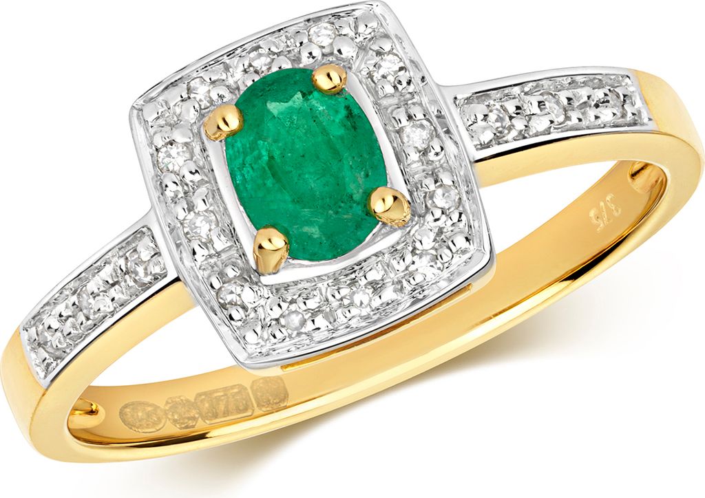 Stylischer 9 Karat (375) Gold Damen - Diamant Solitärring Produktbild 