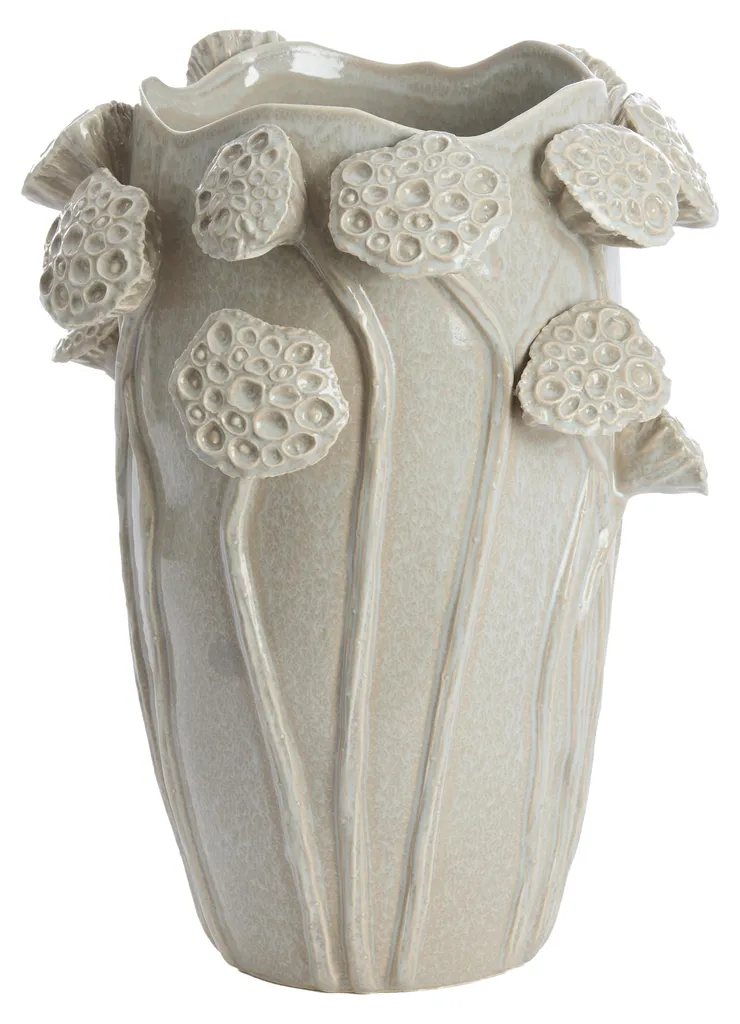 Vase en céramique gris clair pour centre de table et bouquets de fleurs