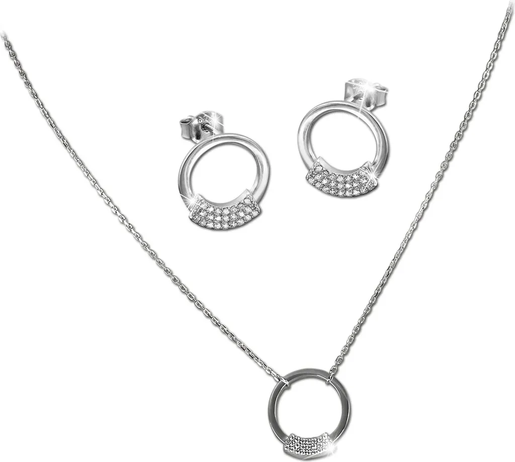 Parure SilverDream GSS403W Collier et Boucles d'oreilles Argent Blanc