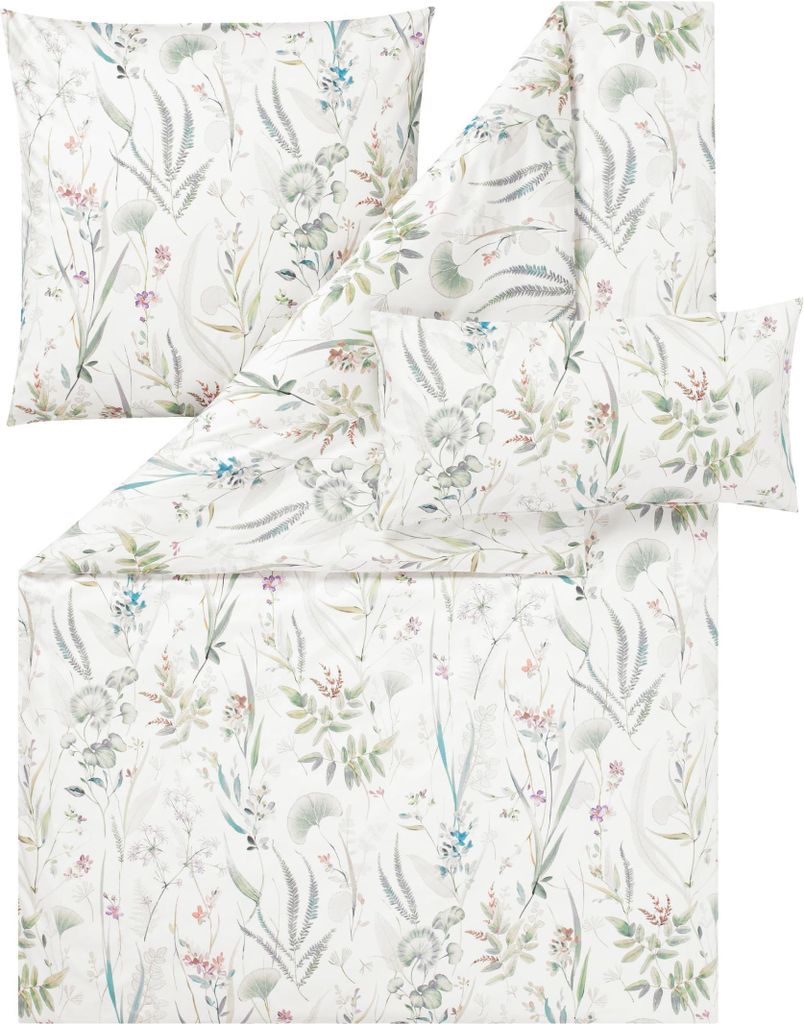 Estella Ateliers Mako-Satin- Bettwäsche-Garnitur Rieke Farbe mint Größe 135x200 + 80x80 + 40x80