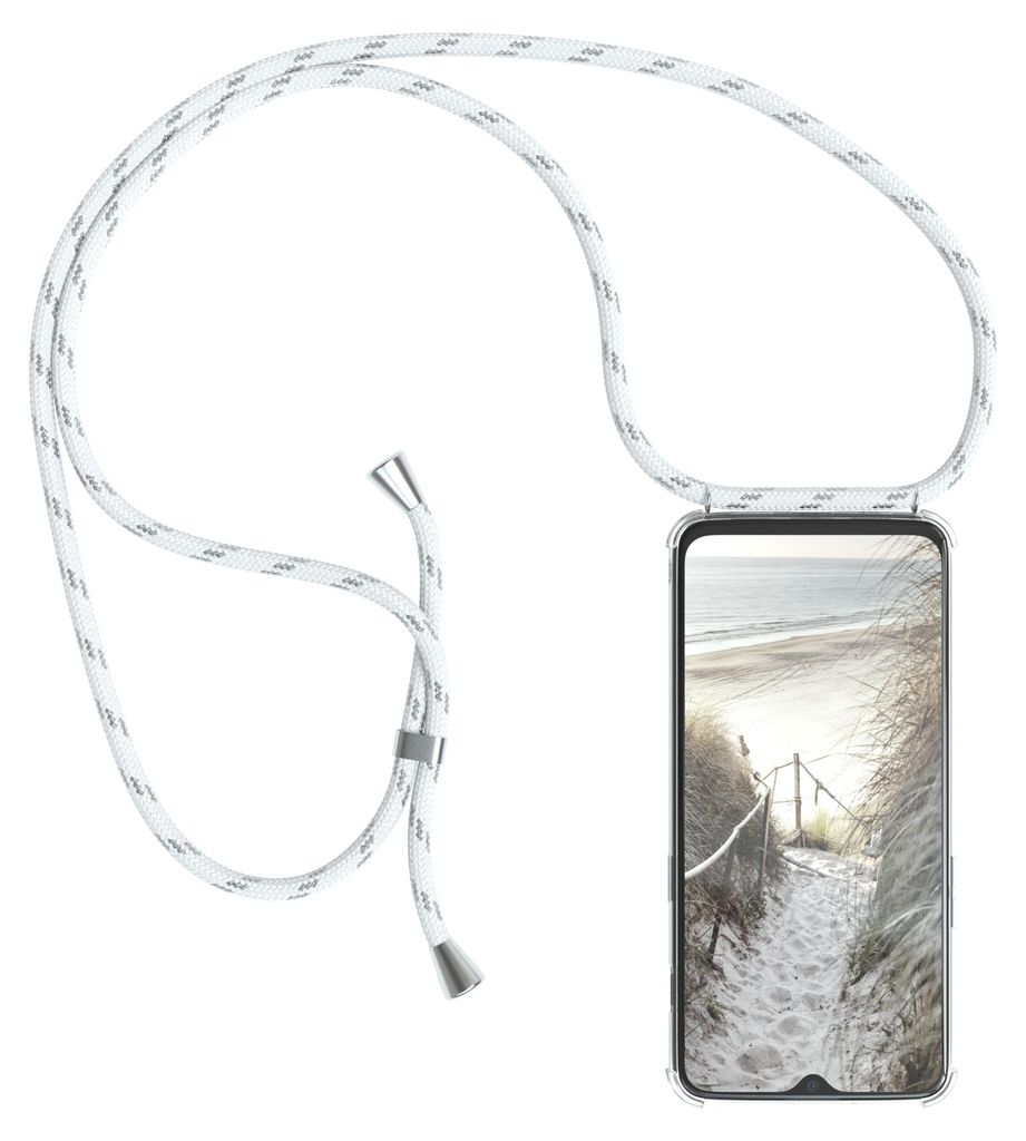EAZY CASE Handykette mit Hülle für One Plus 6T Backcover Handykette, zum Umhängen in Weiß