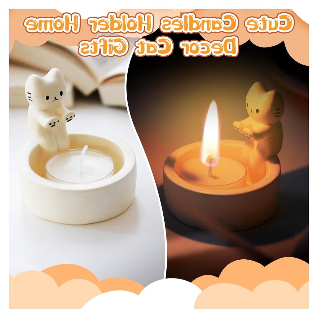 Katzen Kerzenhalter, Deko für Katzenliebhaber, Teelichthalter für Wohnzimmer und Schlafzimmer