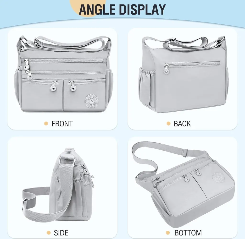 Borsa a Tracolla TEUEN Grande per Viaggi - Nylon Antifurto e Impermeabile - 7