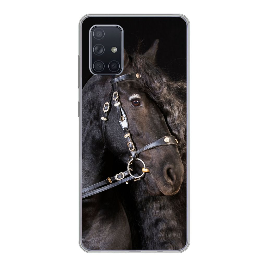 MuchoWow Handyhülle Schutzhülle Hülle für Samsung Galaxy A51 5G Pferd - Halfter - Mähne Silikon Softcase Handy Hülle - Abbildung