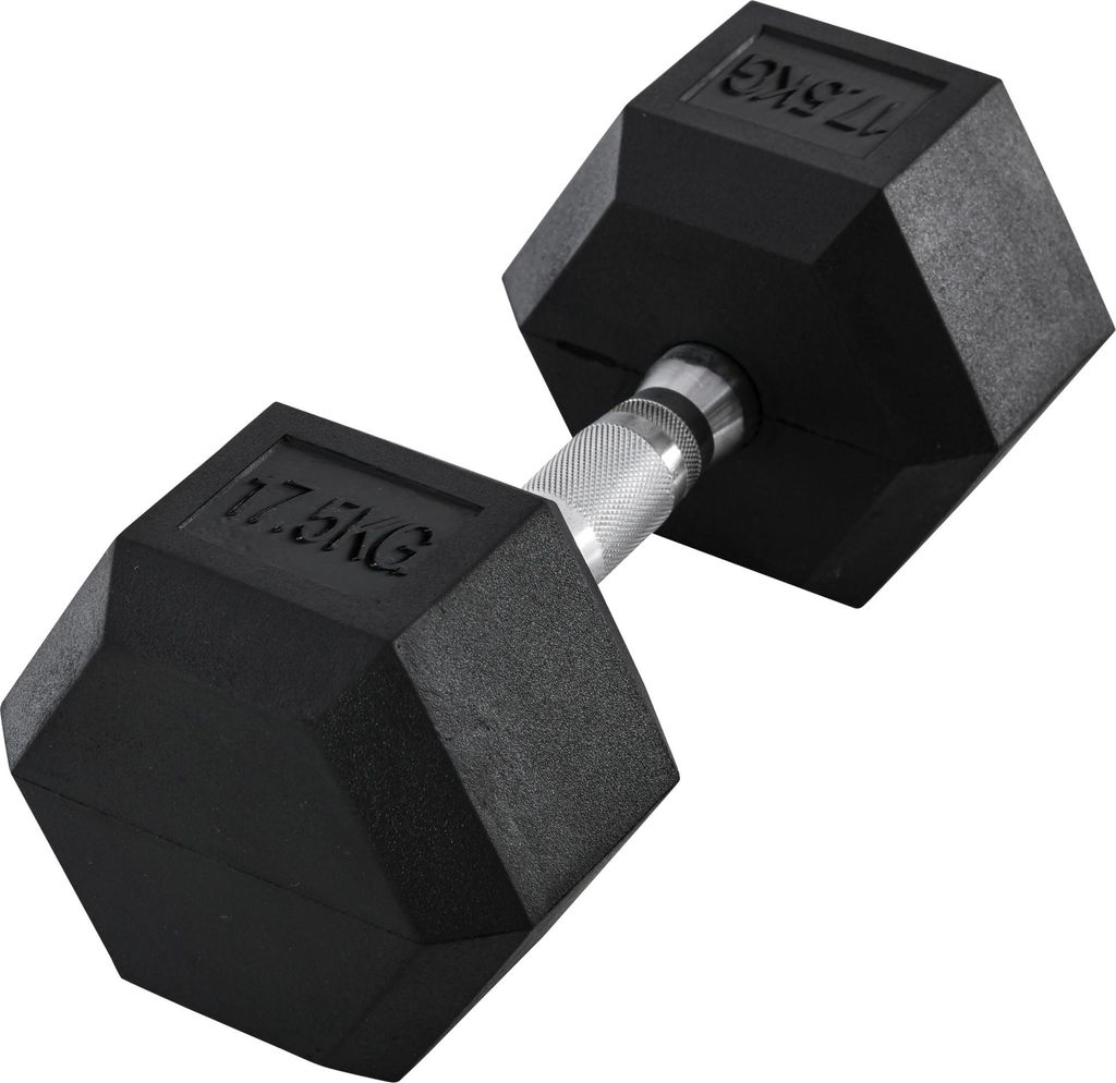 Kurzhantel, 17,5 kg Hantel, Hantel, Gewicht, Anti-Rutsch-Griff, Schwarz + Silber