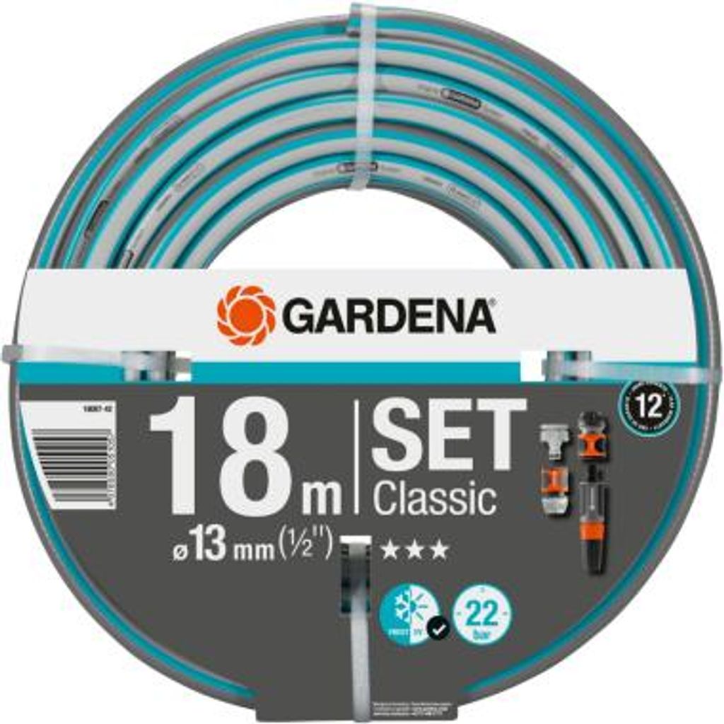 GARDENA Schlauch-Set Classic, 18m, mit Systemteilen und Produktbild 