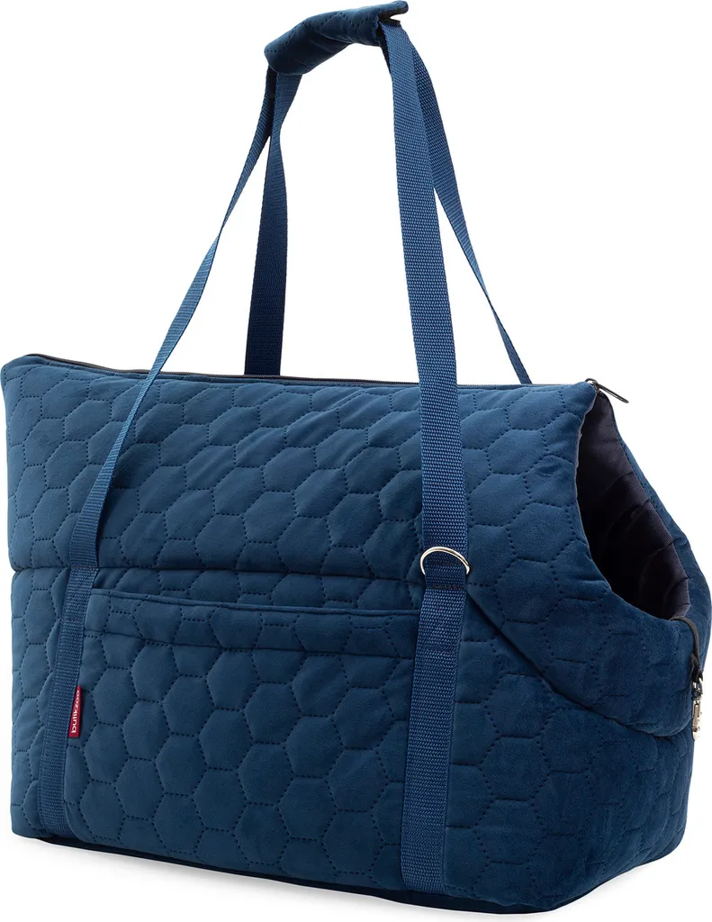 Borsa a Tracolla Animali 10kg Suede Blu Scuro | Trasportino Soft Velvet - 1