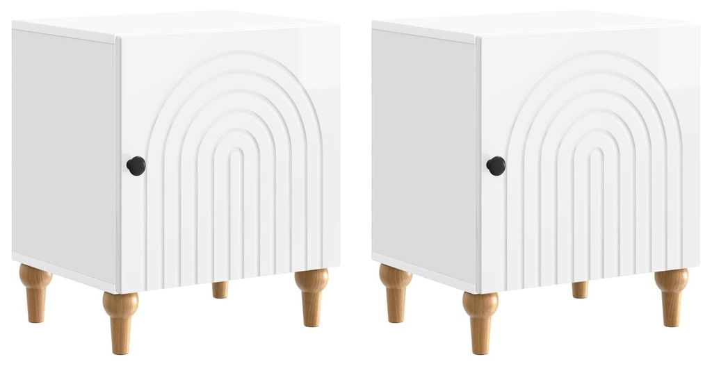 Möbel Nachttisch 2 pcs Hochglanz Weiß 43 x 34,5 x 50 cm HolzwerkstoffNachttische & -schränke - Nachttische & -schränke c8384