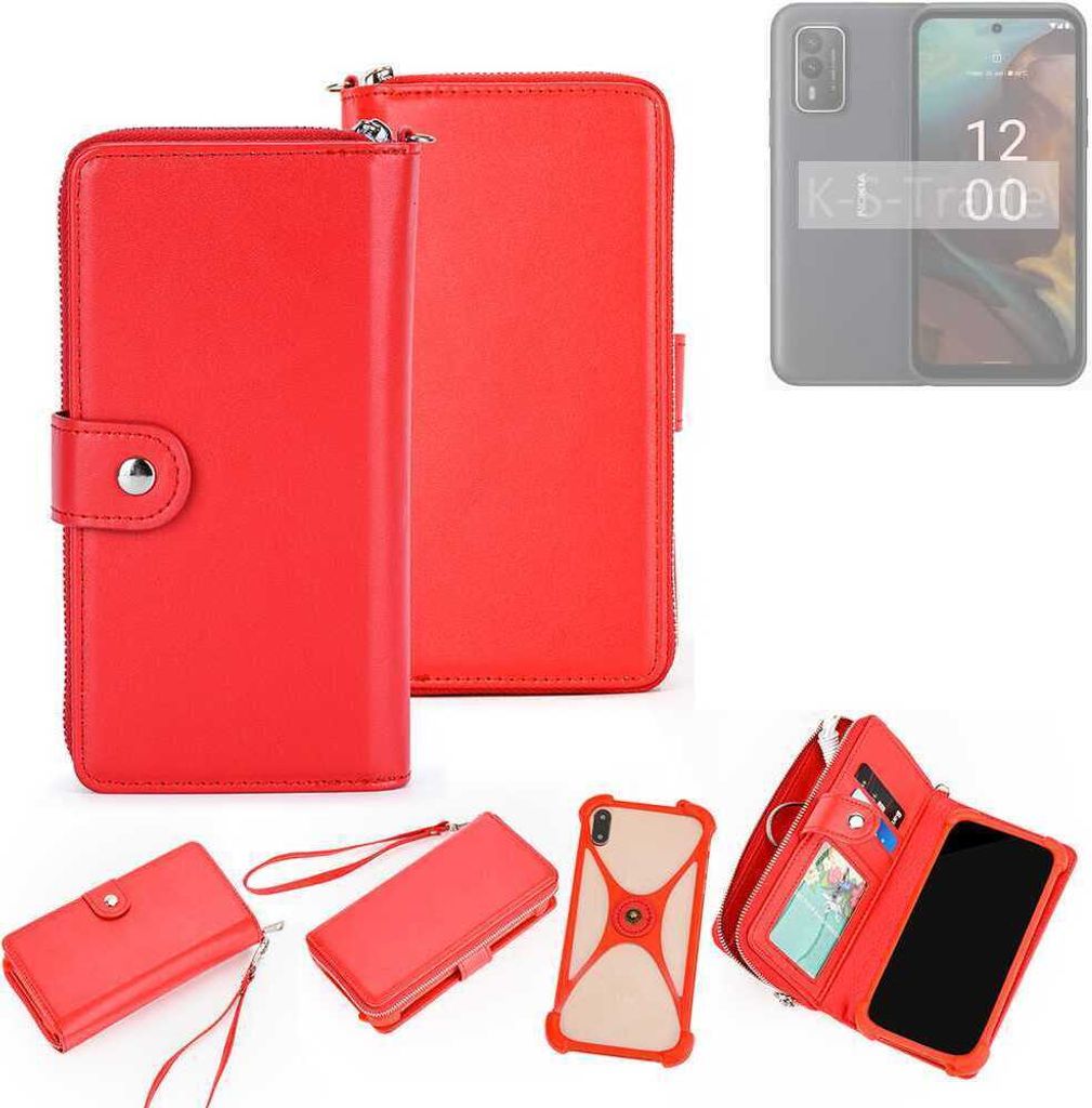 K-S-Trade 2in1 Schutzhülle Portemonnee Handyhülle mit Bumper kompatibel mit HMD XR21 Hülle Case Etui Geldbörse Smartphone rot (1x)