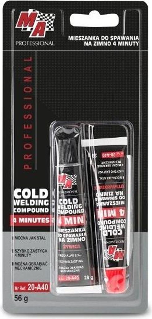 The image shows the packaging of a cold welding compound.