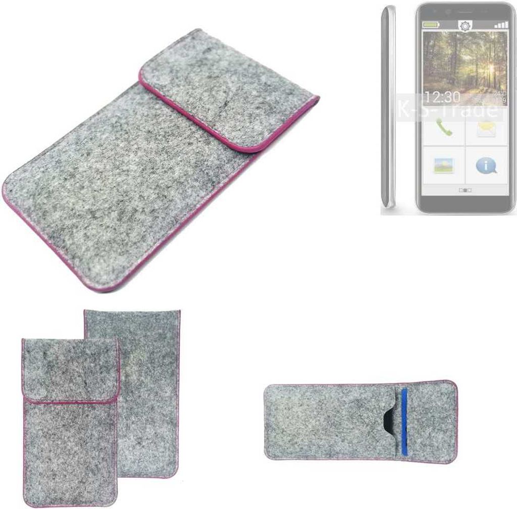K-S-Trade Handy Schutz Hülle kompatibel mit Emporia Smart.3 Mini Schutzhülle Handyhülle Filztasche Pouch Tasche Case Sleeve Filzhülle hellgrau