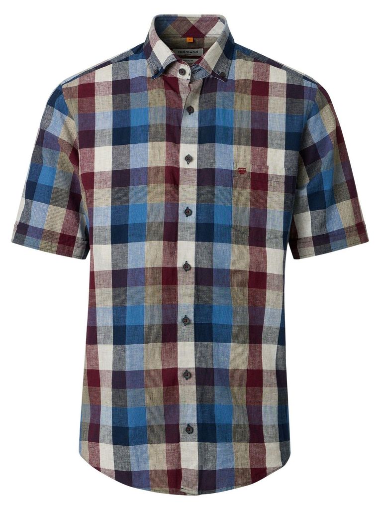 Redmond - Casual Fit - Herren Freizeithemd Kurzarm (261145999), Größe:S, Farbe:Rot(500)