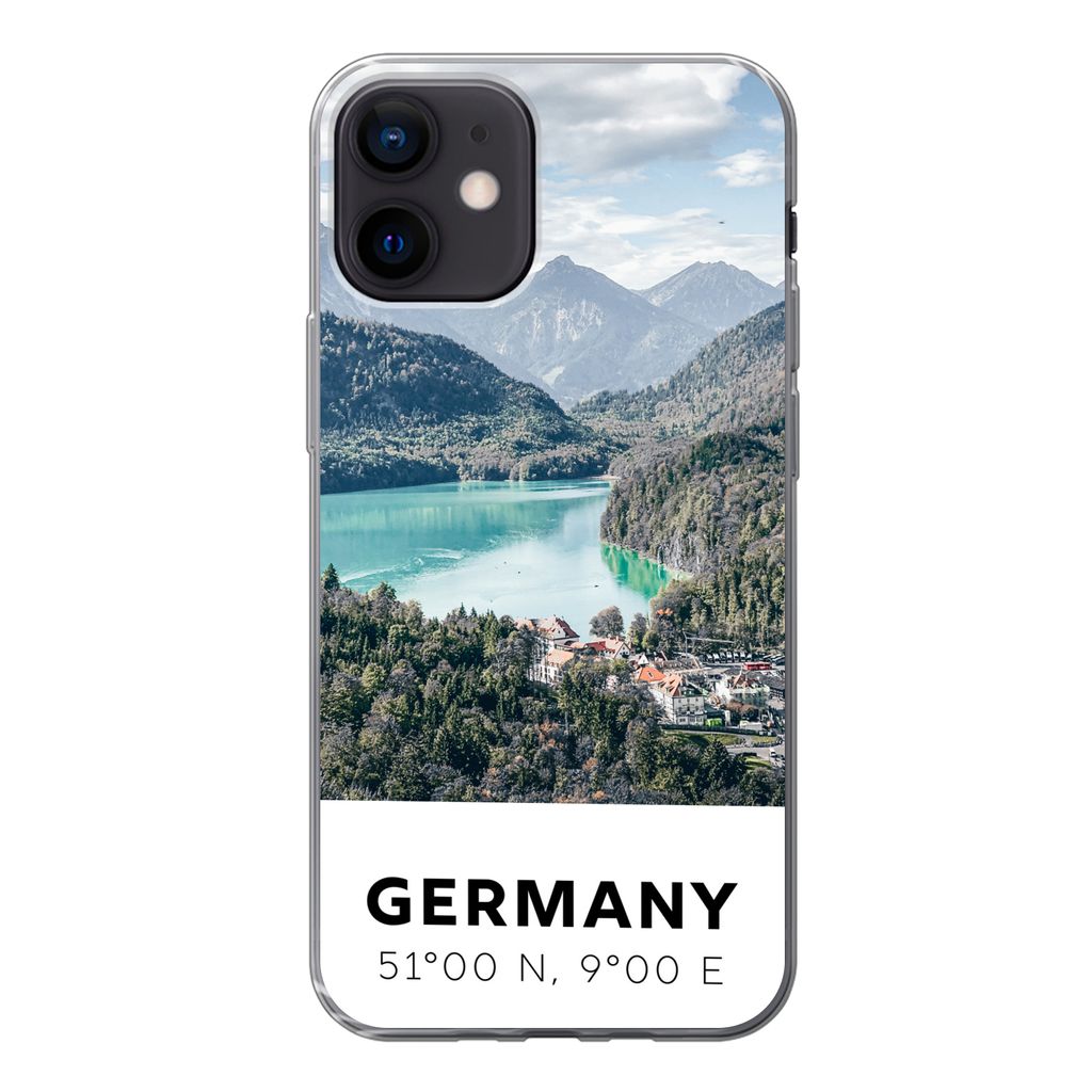 MuchoWow Handyhülle Schutzhülle Hülle für iPhone 12 Deutschland - Bergen - Meer Silikon Softcase Handy Hülle - Schutzhülle