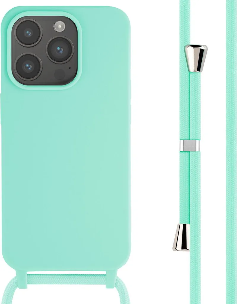 Custodia in silicone imoshion con cinturino iPhone 15 Pro - Verde menta