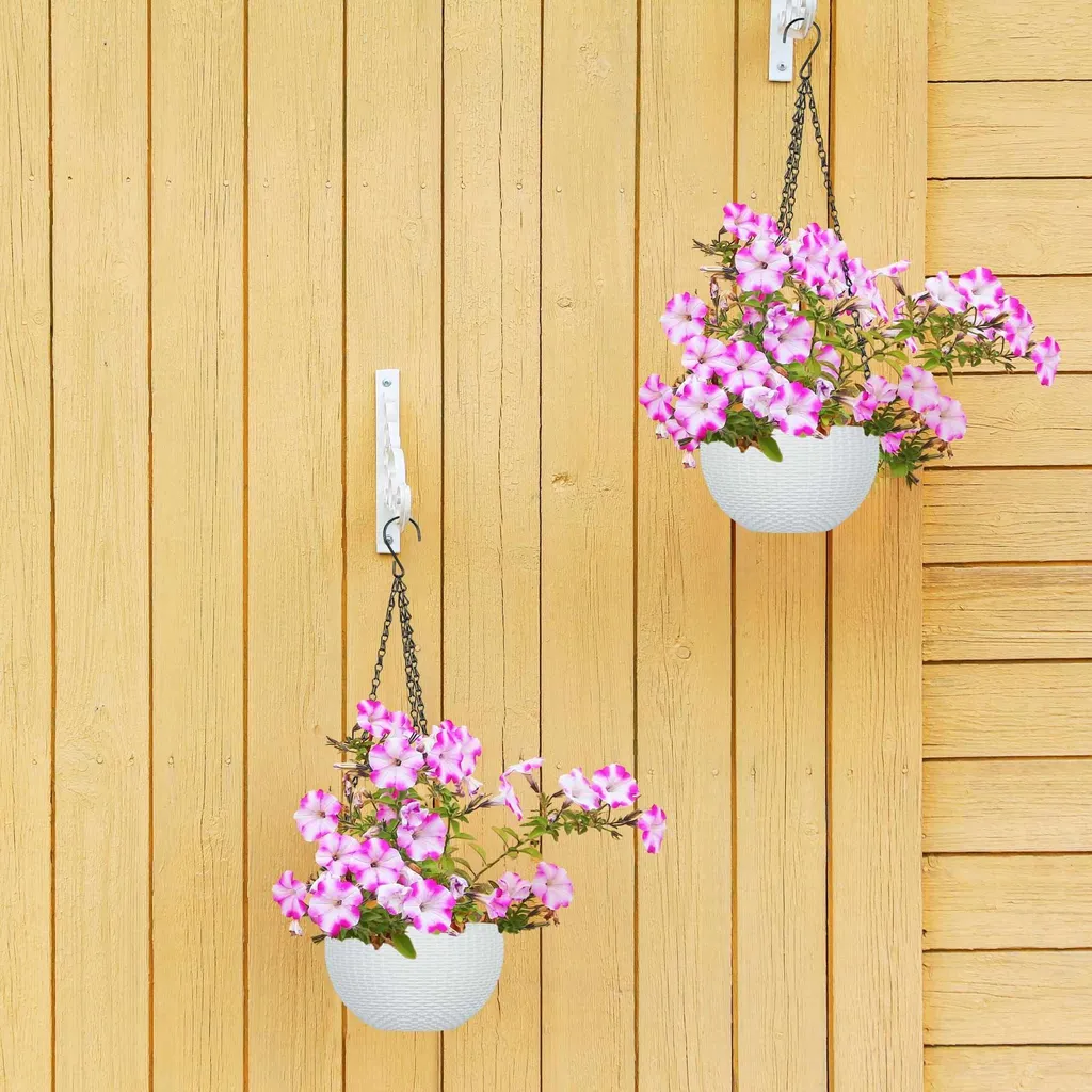 Panier suspendu à réserve d'eau lot de 2 pots robustes avec drainage malin - 7