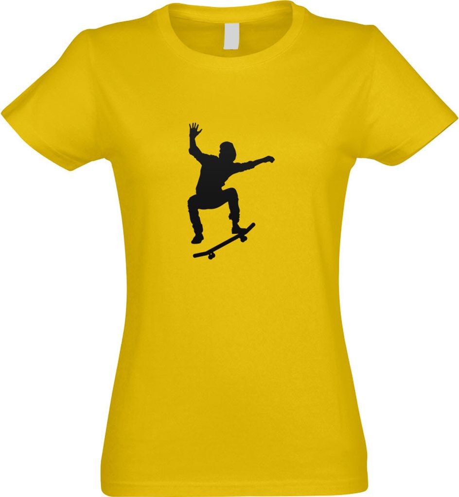 Kiwistar - T-Shirt tailliert - Damen - gelb - Skateboard Skaten Figur - mit Motiv Bedruckt - Funshirt Design - Sport - Freizeit - Damen - XL