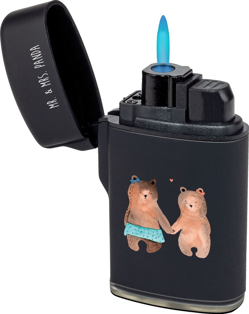 Mr. & Mrs. Panda Feuerzeug Bär Freundin - Schwarz - Geschenk, Teddy, gas anzünder, zigarettenanzünder, sturmfeuerzeug, Feuerzeuge