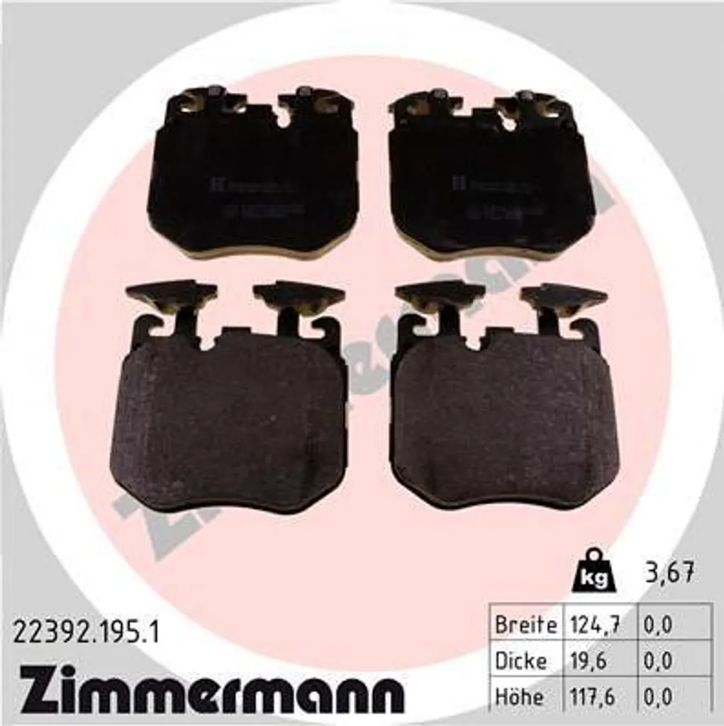 Plaquettes de frein ZIMMERMANN 22392.195.1 pour BMW Série 5 G30 et X5