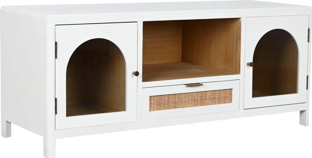 Buffet Bas Meti MB210685 Blanc avec Compartiments de Rangement Chic