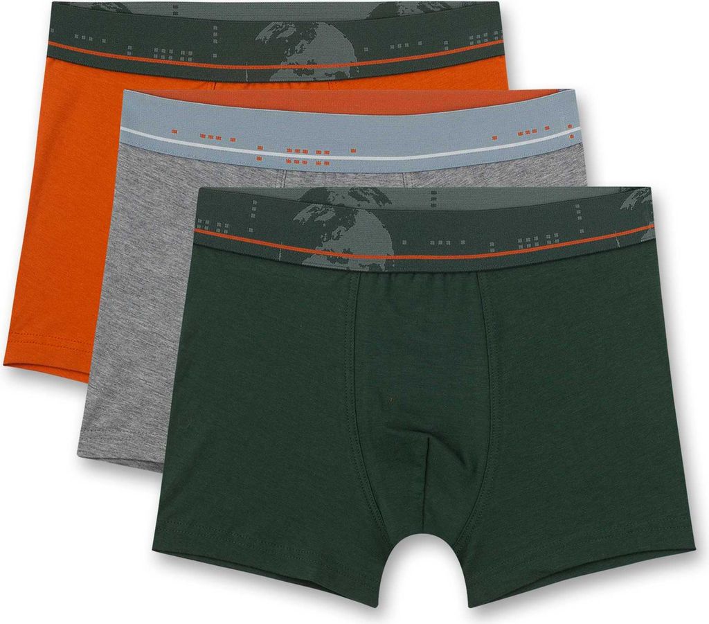 Sanetta 3er Pack Jungen Hipshort Mehrfarbig Grün Orange Grau