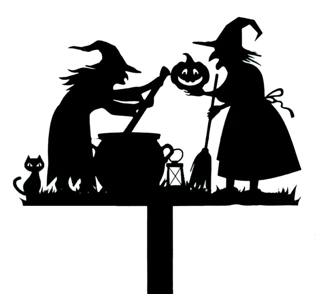 Halloween-Gartenstecker aus Metall, fliegende Hexe, Skelett, Zombie, Kinderstecker für die Gartendekoration, Einweihungsgeschenk